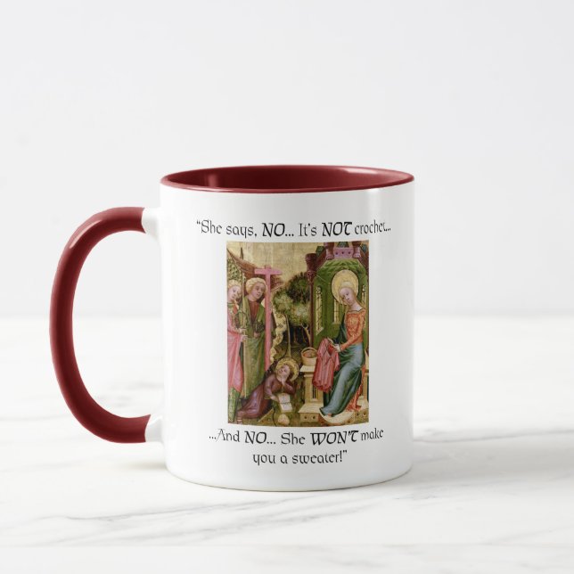 Not Crochet Funny Medieval Knitting Mug (Left)