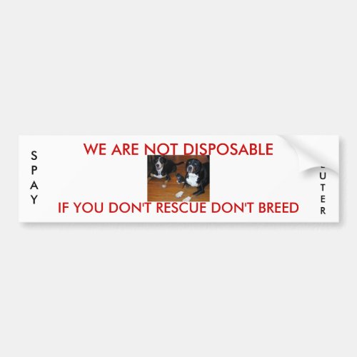 not disposable pet rescue bumper sticker