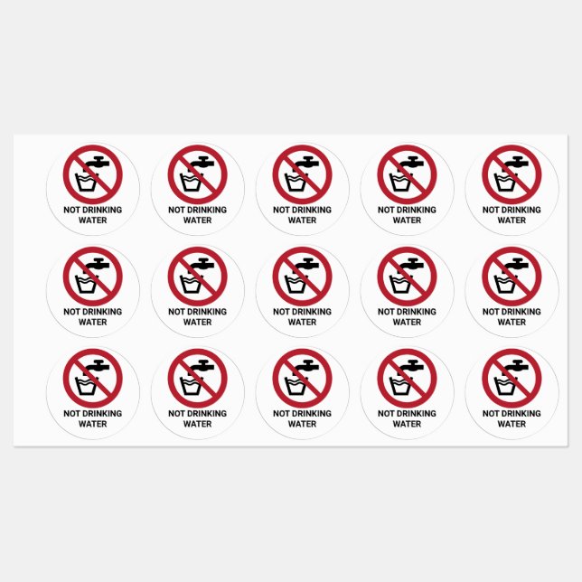 Not Drinking Water, Prohibition Sign Labels (Sheet)
