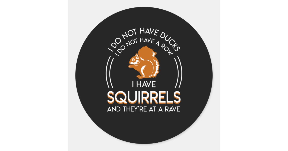 Squirrel Rave Sign Not Ducks Not Row Have Squirrels Theyre Rave Classic Round Sticker | Zazzle