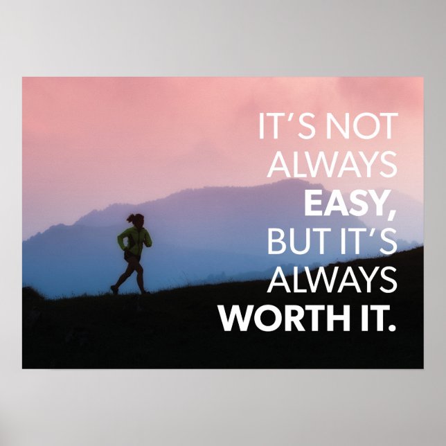 Not Easy But Worth It - Women's Workout Motivation Poster (Front)