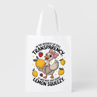 Not Easy Peasy Lemon Squeezy - Quirky Silly Goose Grocery Bag