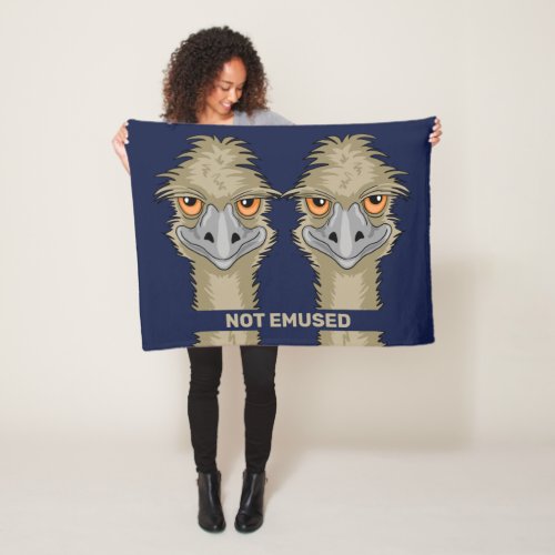 Not Emused Funny Emu Pun Blue Fleece Blanket