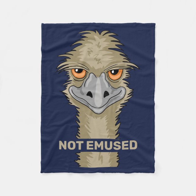 Not Emused Funny Emu Pun Blue Fleece Blanket (Front)