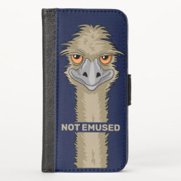 Not Emused Funny Emu Pun Indigo Blue iPhone X Wallet Case