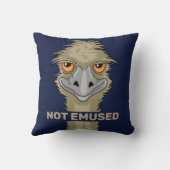 Not Emused Funny Emu Pun Throw Pillow (Back)