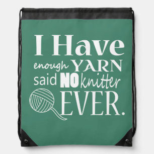 Not Enough Yarn Knitting/Crafts {Dark} Drawstring Bag