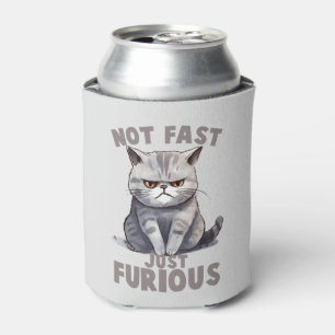 Not Fast, Just Furious – Gray Cat Humor Can Cooler