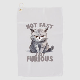 Not Fast, Just Furious – Gray Cat Humor Golf Towel