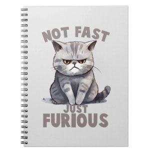 Not Fast, Just Furious – Gray Cat Humor Notebook