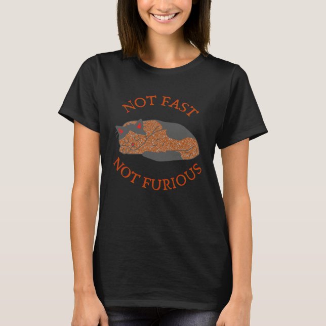 Not Fast Not Furious Cat T-Shirt (Front)