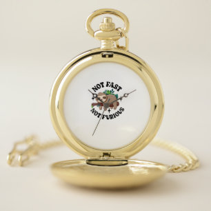 Not Fast Not Furious Funny Cute Sleepy Sloth Pocket Watch