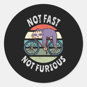 Not Fast Not Furious lazy sloth sleeping bicycle Classic Round Sticker