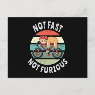 Not Fast Not Furious lazy sloth sleeping bicycle Postcard