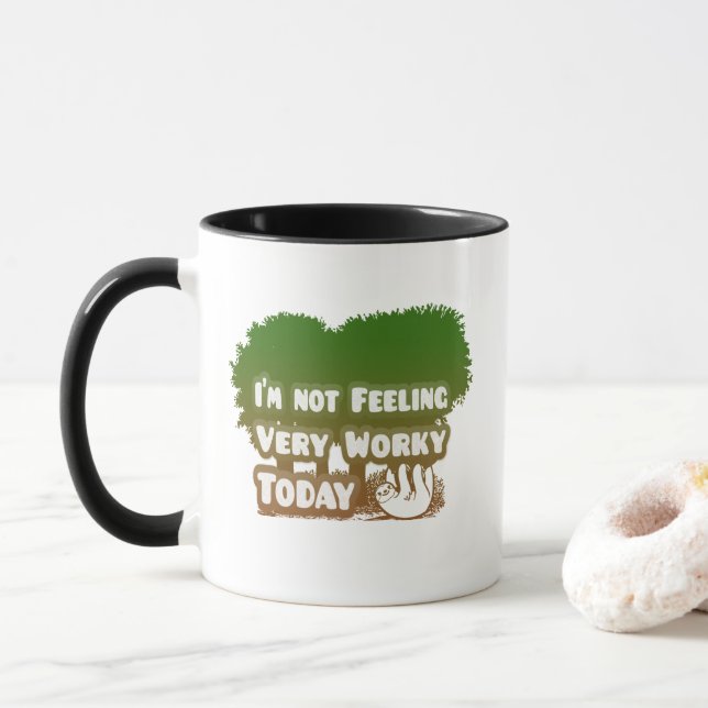 Not Feeling Very Worky Today Funny Sloth Office   Mug (With Donut)
