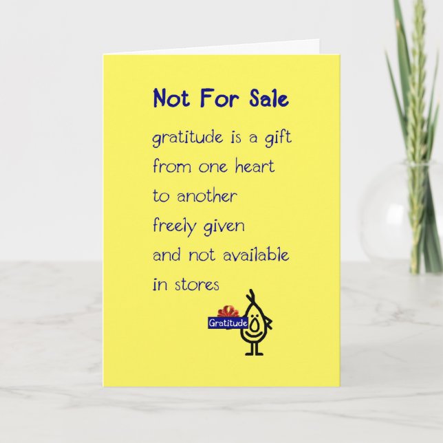 Not For Sale - a funny thank you poem Card (Front)