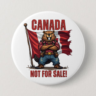 NOT FOR SALE, Canada, Beaver Lumberjack, Flag, Button