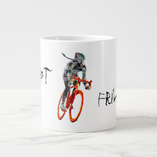 Not Frilly. Female Cyclist & Flames Giant Coffee Mug