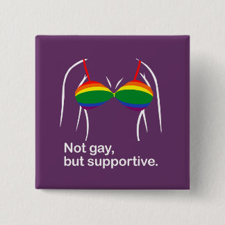 Not gay but supportive bra.png pinback button