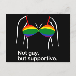 Not gay but supportive bra.png postcard