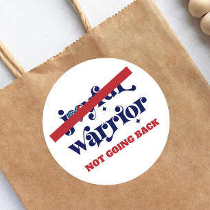 Not Going Back Warrior Type USA Flag Heart White Classic Round Sticker