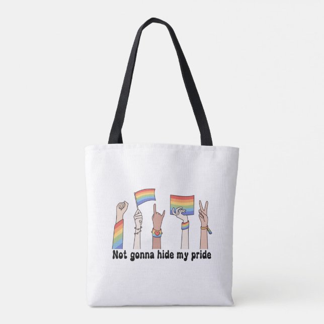 Not gonna hide my pride rainbow flag groovy retro tote bag (Back)
