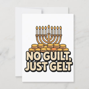 Not Guilt Just Gelt Funny Hanukkah Jewish Jew Postcard
