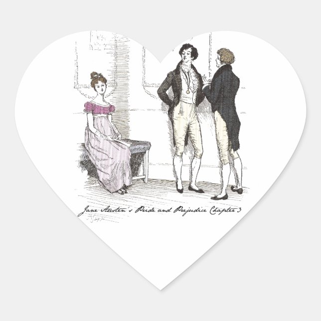 Not Handsome Enough, Jane Austen Pride & Prejudice Heart Sticker (Front)