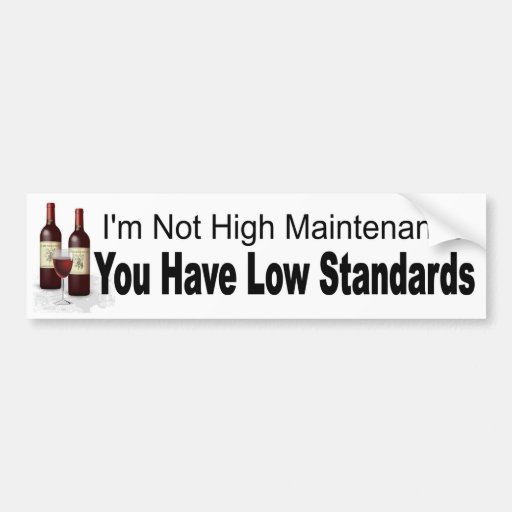 Not High Maintenance You Have Low Standards funny Bumper Sticker | Zazzle