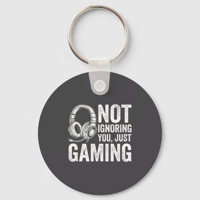 Not Ignoring You Gaming Headset Graphic Video Game Keychain (Front)