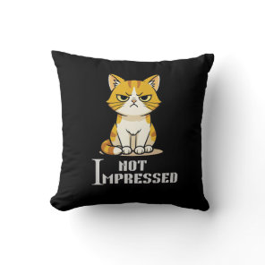 Not Impressed Grumpy Cat Sarcastic Cartoon Throw Pillow