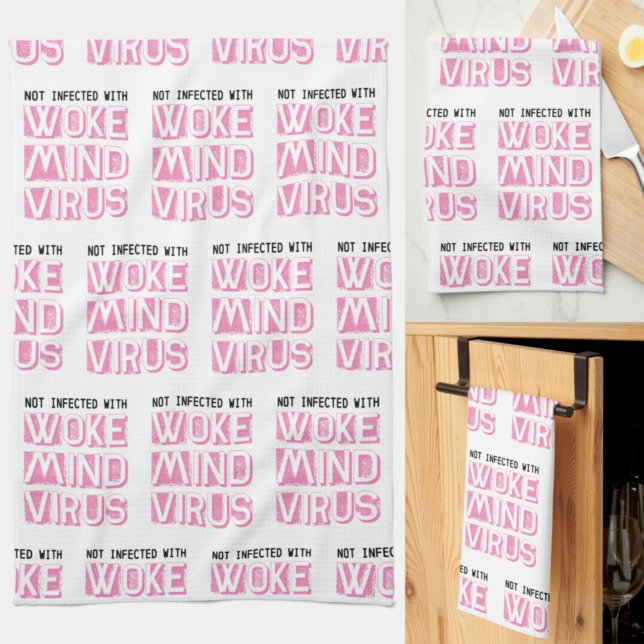 Not Infected with Woke Mind Virus Pattern Custom Kitchen Towel (Creator Uploaded)