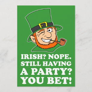 Not Irish Leprechaun St Patrick's Party Invite