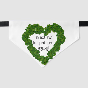Not Irish Shamrock Heart  Pet Bandana Collar