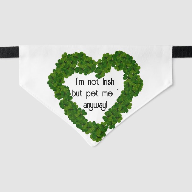Not Irish Shamrock Heart  Pet Bandana Collar (Front)