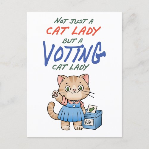 Not Just A Cat Lady But A VOTING Cat Lady Cartoon Postcard