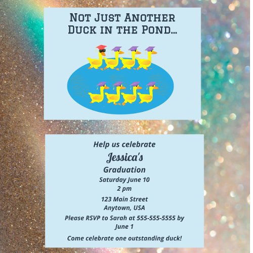 Not Just Another Duck in the Pond Graduation Invitation