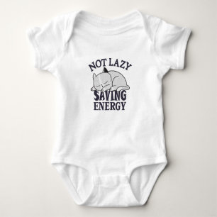 Not lazy, Saving Energy Cat Baby Bodysuit