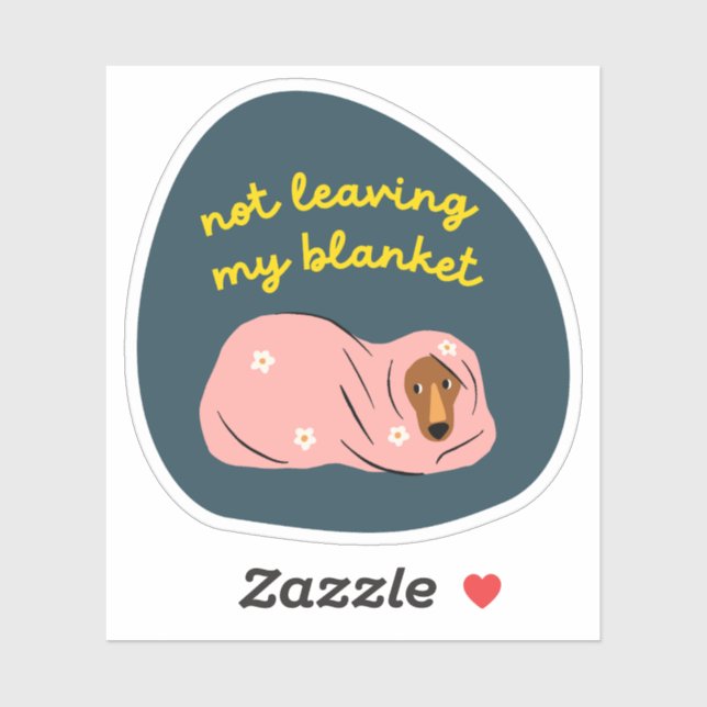 Not leaving my blanket dog illustration navy retro sticker (Sheet)