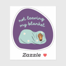 Not leaving my blanket dog illustration purple