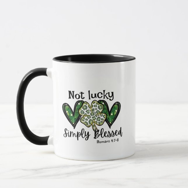 Not Lucky, Simply Blessed Lucky Charm St Patrick  Mug (Left)