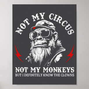 Not My Circus Not My Monkeys Funny Gorilla Saying  Poster