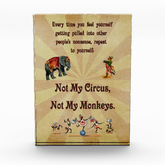 Not My Monkeys, Not My Circus Award (Front)