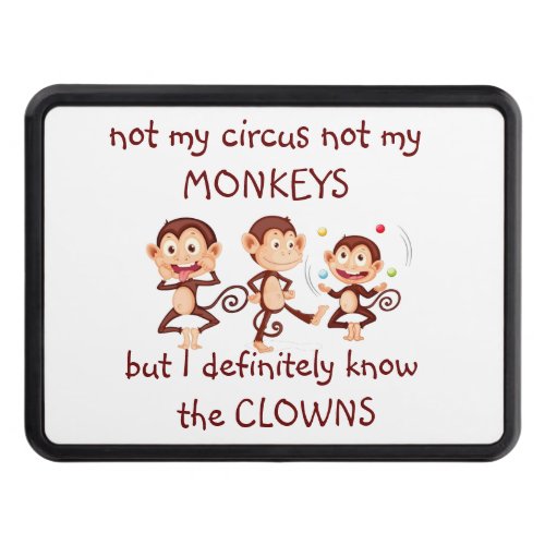 Not my Monkeys Not my Circus  Inspirational Quote Hitch Cover