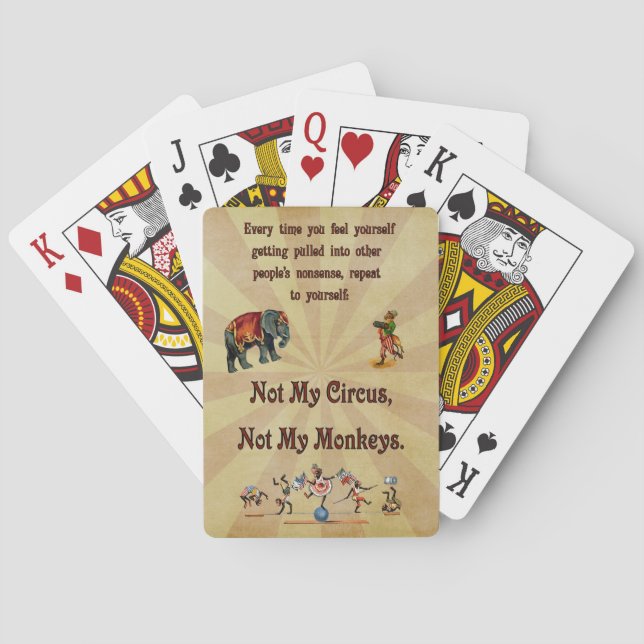 Not My Monkeys, Not My Circus Poker Cards (Back)
