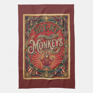 Not My Monkeys! Ringmaster, Red and Gold Kitchen Towel