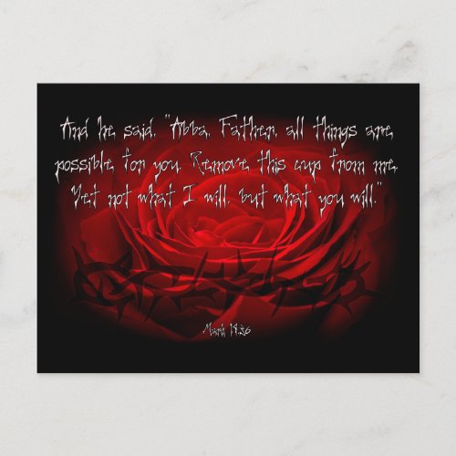 Not My Will But Yours Be Done Mark 1436 Scripture Postcard