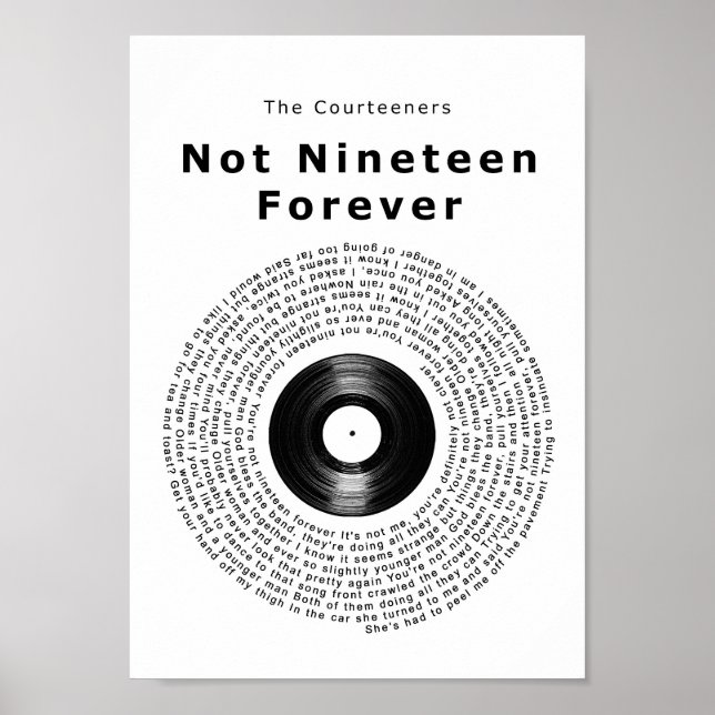 Not Nineteen Forever Vinyl Record Song Lyric Print (Front)