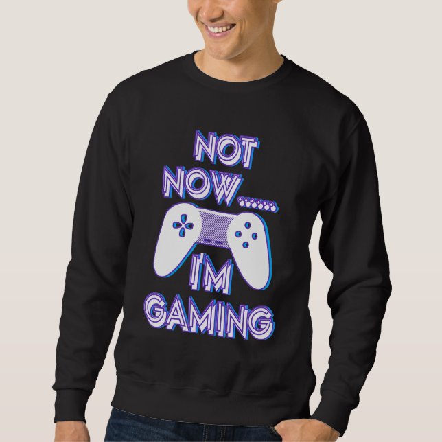 Not Now I'm Gaming I Can't Busy Funny Video Gamer_ Sweatshirt (Front)