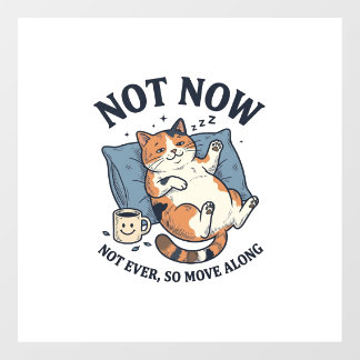 Not Now Lazy Cat Vintage Engraving Funny Cat Desig Floor Decals